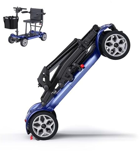 ENGWE 43.2 lbs Lightweight Folding Mobility Scooter for Seniors&Adults, 24 Miles Long Range w/Removable 240Wh ×2 Lithium Batteries – Motorized Scooter for Travel & Cruise, Air Travel Friendly