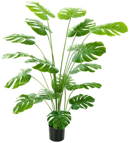 HOMCOM Arbre Artificiel Plante Artificielle Monstera Deliciosa 150 cm Vert | Avec Pot Inclus, Intérieure