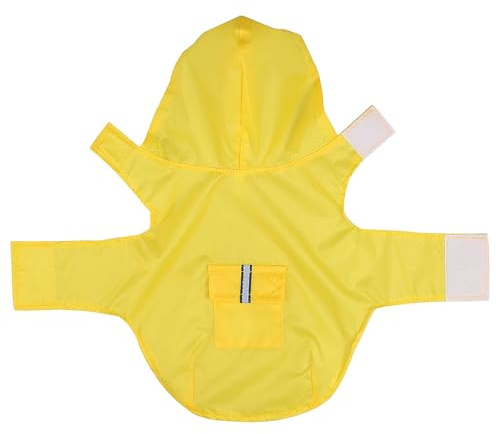 COOLHIYA Hunderegenmantel Gefüttert mit Kapuze Welpen Regenmantel aus Polyester für Kleine Hunde Leichter Outdoor Hundemantel in Gelb zum Regenlaufen