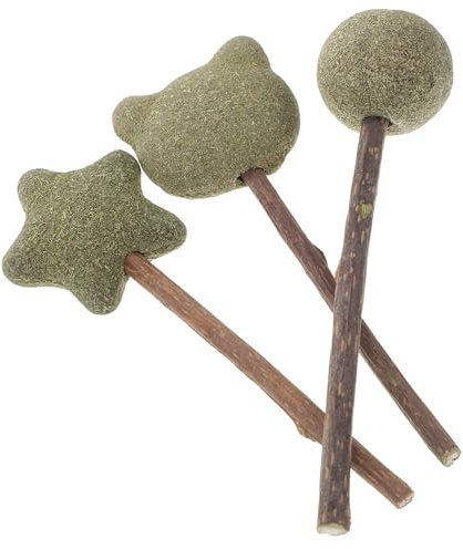 TOVINANNA Lot de 3 Bâtonnets à Mâcher pour Chat à l'herbe à Chat, Jouets Comestibles en Actinidia Polygama pour Nettoyage des Dents et Haleine Fraîche en Intérieur