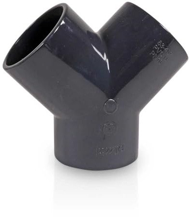 PVC-U Y-Stück 50 mm - Grauer Klebefitting mit 3x Klebemuffe - PVC Verteilerstück 10 bar für PVC Rohr und Fittings