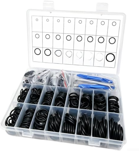 Kit di guarnizioni ad anello in nitrile, 1200 pezzi, 24 misure, con ganci di rimozione, per riparazione di tubi flessibili del rubinetto dell'auto, set di guarnizioni assortite per manutenzione