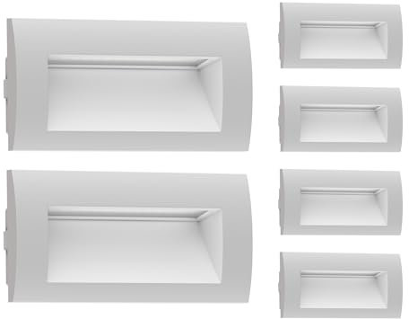 ledscom.de 6 pièces LED encastrées au mur ZIBAL, downlight pour l'extérieur, IP65 mat, 140 x 70mm, 3,3 W, 209lm, blanc chaud