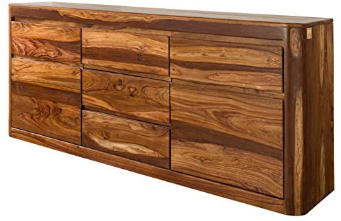 MASSIVMOEBEL24.DE | Toronto Sideboard 185x80x40 Sheesham/Palisander - Verschiedene Größen und Farben, Farbe:Dunkelbraun gewachst, Größe:185x40x80 cm (BxTxH)