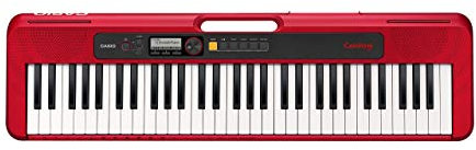 Casio CT-S200RDAD Teclado electrónico portátil de 61 teclas en rojo con modo de música de baile y adaptador de CA