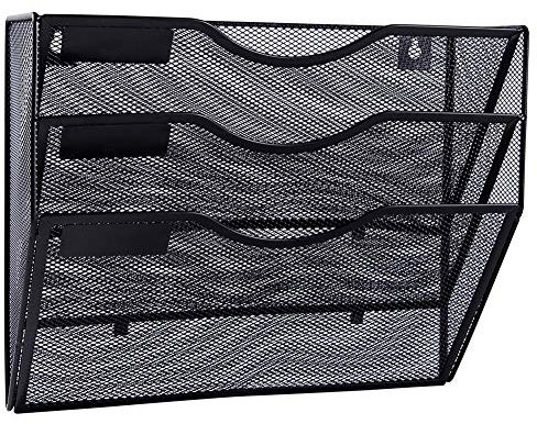 EASEPRES 3 Taschen Netz-Wandordner Organizer Büro hängende Zeitschriftensammler schwarz