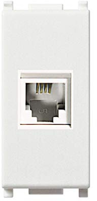 Frutto rj11 telefonico 6/4 compatibile Vimar Plana 14320 presa modulare 4 poli per cavi telefonici connessione a crimpare senza attrezzi, colore bianco
