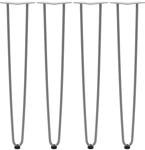Zelsius 4er Set Hairpin Legs 71cm I Tischbeine I Haarnadelbeine I Hairpins für Do-It-Yourself Esstisch und Arbeitstisch (Grau)