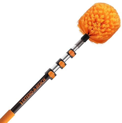 4-13 ft Cobweb Duster with Extension Pole // 20 Foot High Reach Spider Web Cleaner Cobweb Brush for Outdoor & Indoor Web Cleaning // Lightweight & Sturdy Telescopic Pole // The Ultimate Dusting Kit