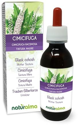 Trauben-Silberkerze (Cimicifuga racemosa oder Actaea racemosa) Rhizome Alkoholfreier Urtinktur Naturalma - Flüssig-Extrakt Tropfen 120 ml - Nahrungsergänzungsmittel - Veganer