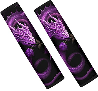 Jeiento Purple Dragon Print Car Seat Belt Pads Cover for Women Men Seatbelt Pads Soft Comfort Seat Belt Cushion Shoulder Strap for Adults Boys Backpack Straps 2 Packs