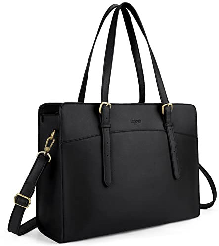 ECOSUSI Laptop Handtasche Damen Laptoptasche 15,6 Zoll Schultertaschen Shopper Damen Groß Aktentasche Leder Businesstasche Arbeitstasche Notebooktasche