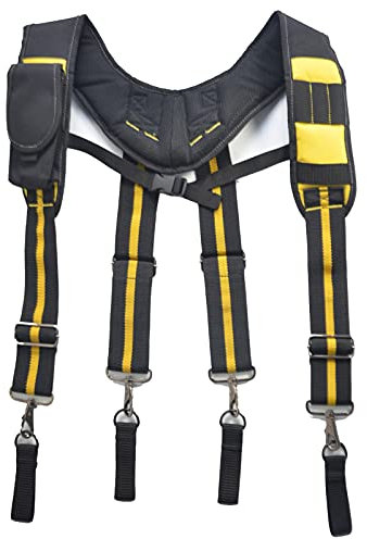 DEWIN Heavy Duty Electrician Tool Belts, Multi-Pockets Electrician's Bag Braces Work Suspenders Tool Belt Braces Phone Pencil Slot Electrician Work Suspension Rig