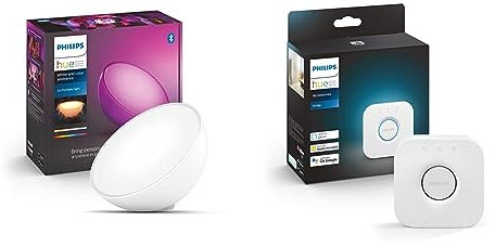 Philips Hue GO, Plastique, Blanc, ‎5.91 x 3.11 x 22.86 cm & Bridge 2.0, Pont de connexion, fonctionne avec Alexa, Google Assistant et Apple HomeKit