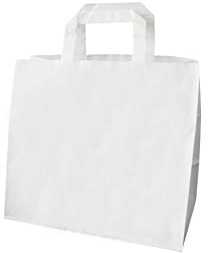 Carte Dozio - Shopper in Kraft con fondo quadro, color Bianco, maniglia piatta, f.to cm 32+21x27, cf 50 pz