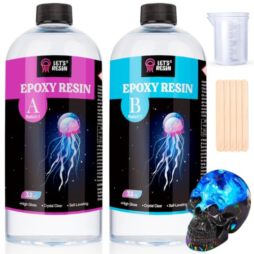 LET'S RESIN Epoxidharz-Set, blasenfreies und kristallklares Epoxidharz, 2-teiliges Harz und Härter für Schmuckherstellung, Handwerk, Becher, Kunst