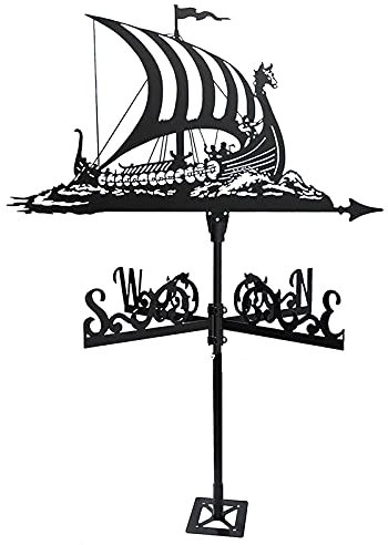 Girouette Girouette en Acier Inoxydable Girouette Rétro Bateau à Voile Bateau de Pêche Bateau Pirate Forme Girouette,Durable Girouette Scène de Ferme Piquet de Jardin Girouette,Direction du Vent Décor