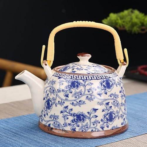 HXSCOO China Porzellan Teekanne mit Sieb Netz Hohe Kapazität 900ML Traditionelles Chinesisches Retro Keramik Tee Set Teekanne Geschenk (Color : 8)