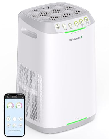 Nuwave Oxypure Zero E500 Air Purifier with Washable Reusable Filters for Large Room | Smart Air Cleaners 99.9% Removal 0.1 Micron Particles | Sleep Mode, 6 Fan Speed & Timer, App Control