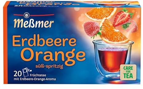 Meßmer Erdbeere-Orange | 20 Teebeutel | Glutenfrei | Laktosefrei | Vegan