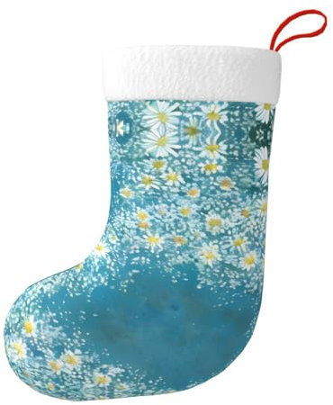 Weihnachtsstrümpfe, Kamin-Strümpfe, Partygeschenke, Weihnachtsstrümpfe, für Familie, Weihnachtsdekoration, Weiß / Blau