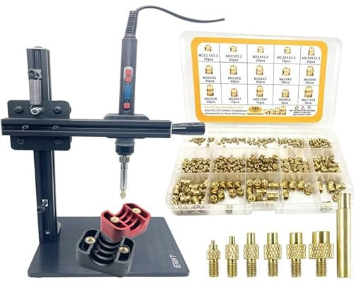 ERHT Heat Set Insert Tip Tool Vertical Heat Pressing Machine Heat Brass Inserts 3D Printing and 360pcs Thread Rändelmutter M2 M2.5 M3 M4 M5 M6 (Heat Set Insert Tool)