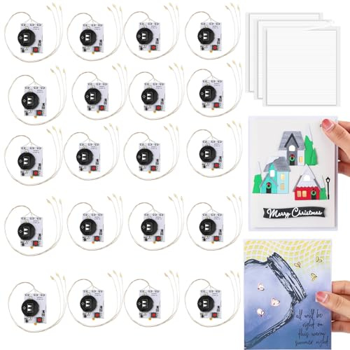 OTCRAFT 21 Stück kreative einfache Halo-Lichter und einfache Lichter für selbstgemachte beleuchtete Weihnachtskarten, Scrapbook-Dekoration, selbstklebende Leuchteinheiten mit warmweißen LEDs (ohne