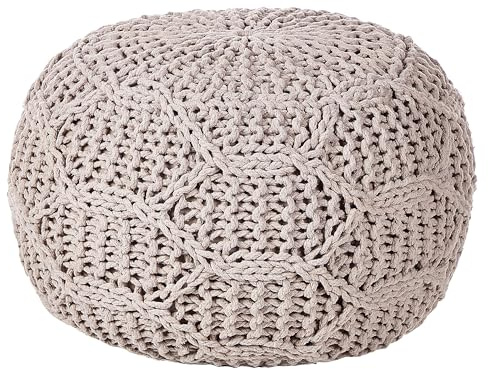 Pouf Baumwolle beige / taupe Makramee 50x50x35cm rund Boho Stil Triman