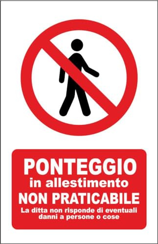 M-ITALY CARTELLO SEGNALETICO - PERICOLO PONTEGGIO IN ALLESTIMENTO NON PRATICABILE MODELLO 2 - Adesivo Extra Resistente, Pannello in Forex, Pannello In Alluminio (30x42, Plastica)