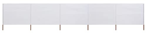 ARKEM 5-teiliges Windschutzgewebe 600 x 160 cm Sandweiß Windschutz Balkon Paravent Outdoor Wetterfest