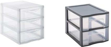 SUNDIS Orgamix, schubladenbox aus Kunststoff & TAG TOWER A4 Format - 2 Schubladen mit Etikettenhalter und Fallschutzsystem - Anthrazit