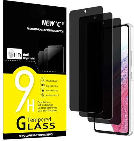 NEW'C 3 Pezzi, Pellicola Protettiva Privacy per Samsung Galaxy A53 5G,Vetro Temperato Anti-Spionaggio, Durezza 9H, 0,33mm Ultra Resistente