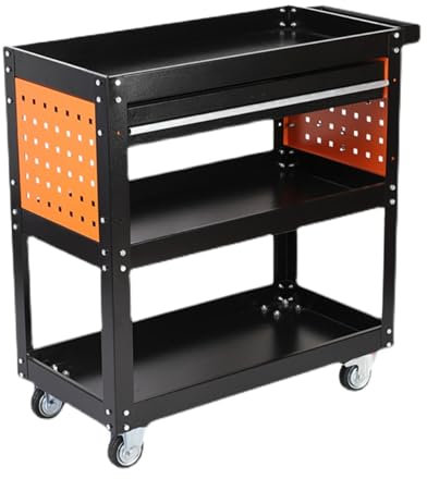 YCOVSFP Werkzeugwagen Mit 3 Ebenen, 150 Kg Schwerer Werkzeugwagen Mit Rädern, Mit Stecktafel for Schraubendreherhalter, Servicewagen Mit Schubladen, Ideal for Garage, Lager Und Reparaturwerkstatt