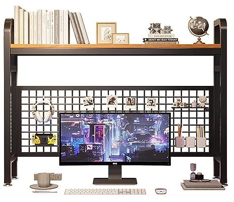 QXGJTLI Verstellbares Schreibtisch-Bücherregal – für Computertisch, Arbeitstisch-Bücherregal, freistehendes Aufbewahrungsregal, Präsentationsregal, Metall-Desktop-Bücherregal für Computertisch