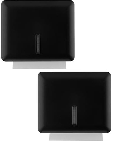 Multifold Paper Towel Dispenser Wall Mount (Black, 2-Pack), Folded Hand Towel Dispenser for Bathroom/Restroom, Commercial Paper Towel Holder, Trifold Paper Towels Dispenser by EnBath