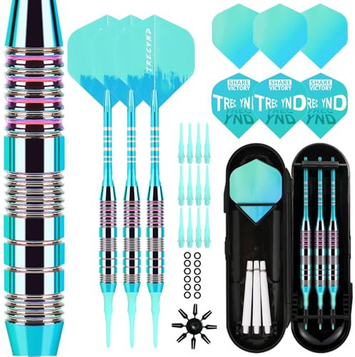 Trecynd Dartpfeile mit kunststoffspitze für elektronische dartscheibe Softdarts Dartpfeile mit Profi Softdarts dartpfeil (Green-Blue)