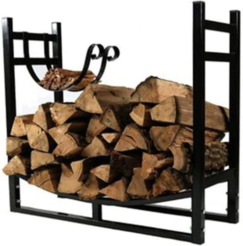 Portalegna da ardere, portalegna da ardere for esterni, portalegna da ardere grande for camper, in metallo, moderno portalegna nero resistente, staffe for supporto in legno for camino da cortile in fa