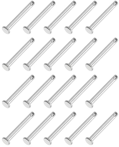 PATIKIL 3 x 25 mm Pasadores de Horquilla de un Solo Orificio, 20 Piezas de Pasadores de Cabeza Plana de Acero Inoxidable 304 para Sistemas de Bloqueo de Pasador de Enganche, Plata