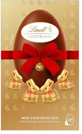 Lindt Gold Bunny Egg Milk Chocolate Easter Bunny 250g – Iconic Foil Wrapped Bunny Made from Premium Swiss Chocolate – Easter Chocolate for Sharing – Easter, gift