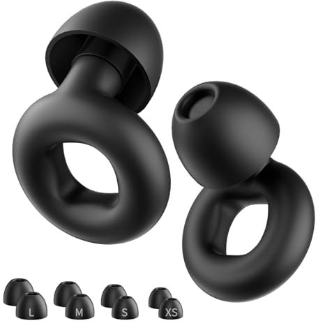 NEUTYPECHIC Tappi Orecchie Dormire Silicone, Tappi per Orecchie Antirumore Riutilizzabili per Dormire, Concentrarsi, Viaggiare, Con 8 Gommini di Taglie XS/S/M/L, SNR 30 dB