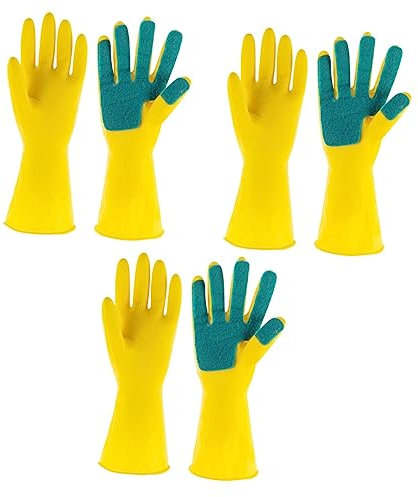Ipetboom 3pairs Dishwashing Gloves Nitrile Gloves Marigold Protective Kitchen Cleaning Gadgets