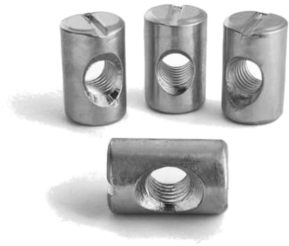 Lot de 50 boulons à écrou transversal M6 x 20 Écrous à boulons symétriques M6 10 x 20 Écrou cylindrique avec filetage pour raccords de meubles Raccords à vis