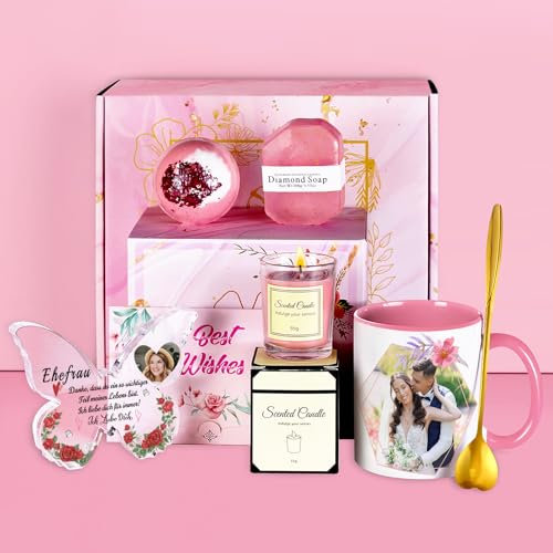 loongway Personalisierte Geschenkebox für Frauen,7-in-1 Set, Besondere Valentinstag JubiläumsGeschenke, Kaffeebecher, Briefbeschwerer Lustige Geschenke für Frau, Geburtstag Geschenke für Sie, Mama