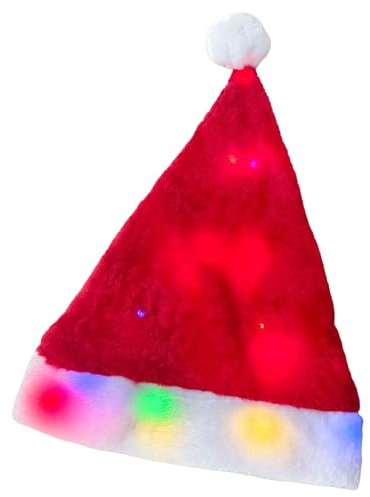 Elnwnnkc Blinkende Weihnachtsmützen für Kinder, beleuchtete Weihnachtsmannmütze, strahlende Feste, Kopfbedeckung, geeignet für Erwachsene und Kinder
