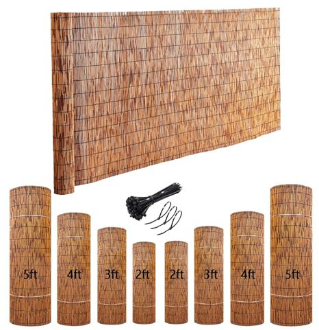 Clôture décorative en bambou naturel pour balcon - Brise-vue tissé à la main - 7,6 x 1,5 m de haut - Pare-soleil - Clôture d'intimité imperméable (1,7 x 8 m)