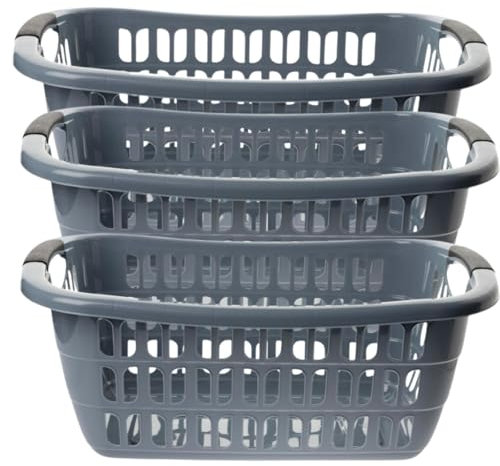 3er Set Große Wäschewanne Grau 55x37x20 cm: Dein Multitalent für Ordnung und Komfort!