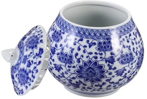 ULTECHNOVO Ceramic Tea Caddy Loose Tea Canister Good Sealing Moisture Protection 800ml Capacity Stylish Chinese Style for Home and Dining
