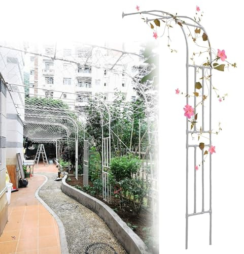 Arche de jardin en métal pour plantes grimpantes, treillis robuste 60300 cm, idéal pour roses et vignes, finition blanche, 180 x 240 cm, décoration de jardin durable