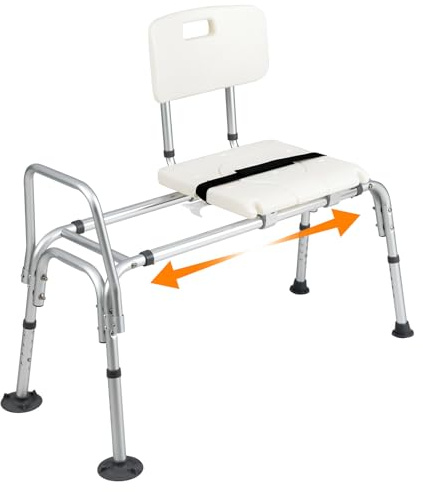 RELAX4LIFE Badewannensitz Höhenverstellbar & Verschiebbar, Breiter Sitz, Wannensitz mit Rückenlehne, Armlehne & Sicherheitsgurt, Duschstuhl für Senioren und Behinderte, Duschsitz bis 159 kg belastbar