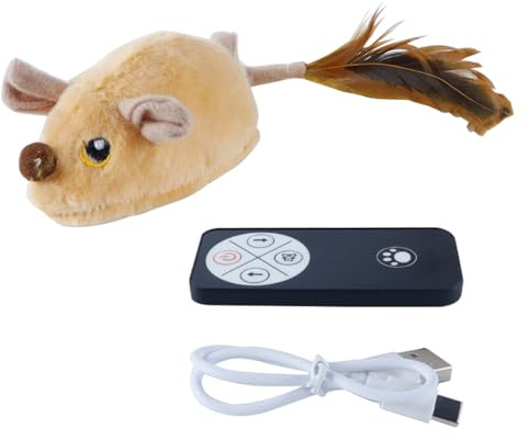 Orivin Ratón Eléctrico De Juego Para Gatos, Juguete Interactivo Con Control Remoto, Luz Y Sonidos Realistas.